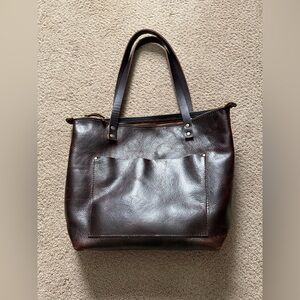 Portland Leather Dark Brown Zippered Tote